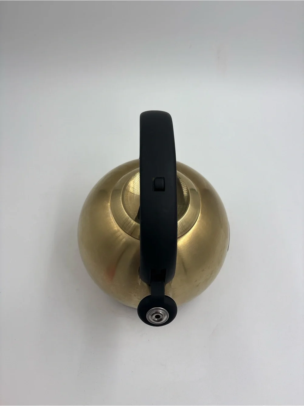 BRANDANI Gold-Colored Whistling Tea Kettle with Black Handle